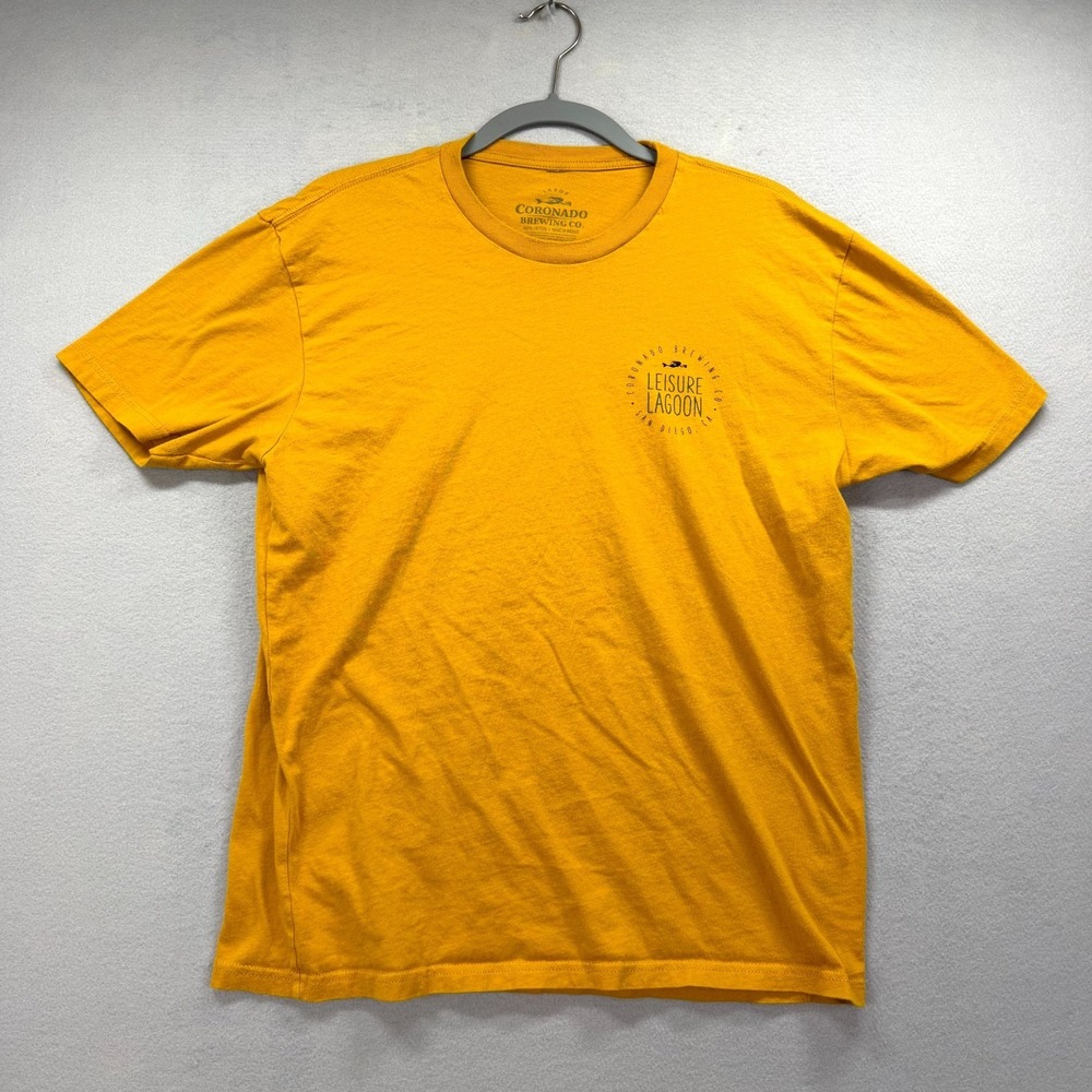 Coronado Brewing Co. Leisure Lagoon T Shirt Mens Large Yellow Graphic Crew Neck